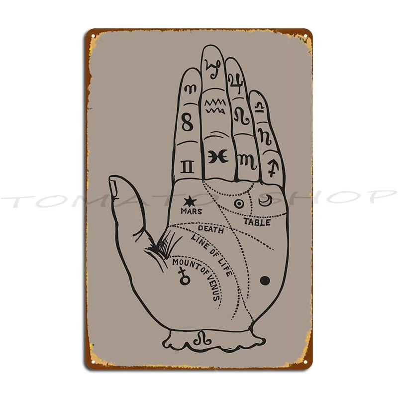Palmistry Hand Metal Signs Plaques Home Rusty Home Printed Tin Sign Poster