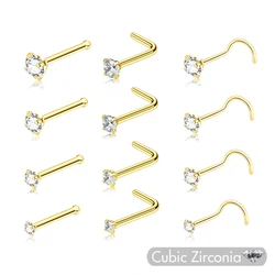 5Pcs Stainless Steel Nose Ring Stud for Women Girl Nostril Piercings Rings Crystal Body Piering Jewelry 1.5 2.0 2.5 3.0mm 20g