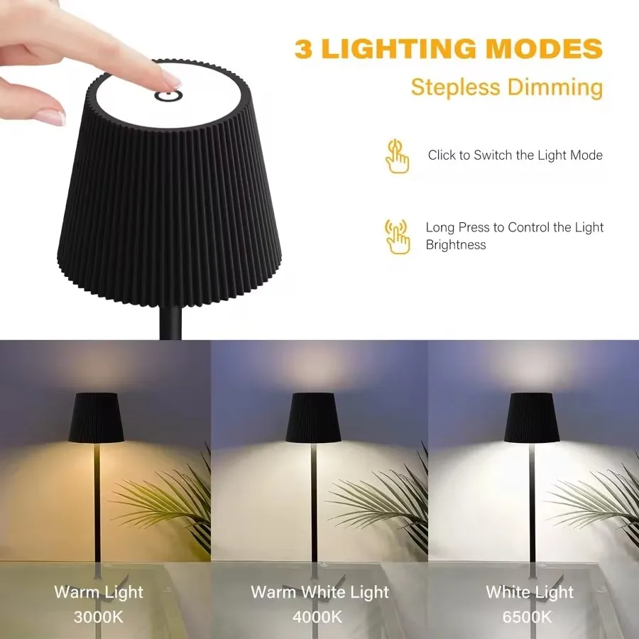 LED Desk Lamp Touch Switch 3 Colors Dimming Rechargeable For Bar Restaurant Study Club Dinner Ambiance Decor Table Lighting
