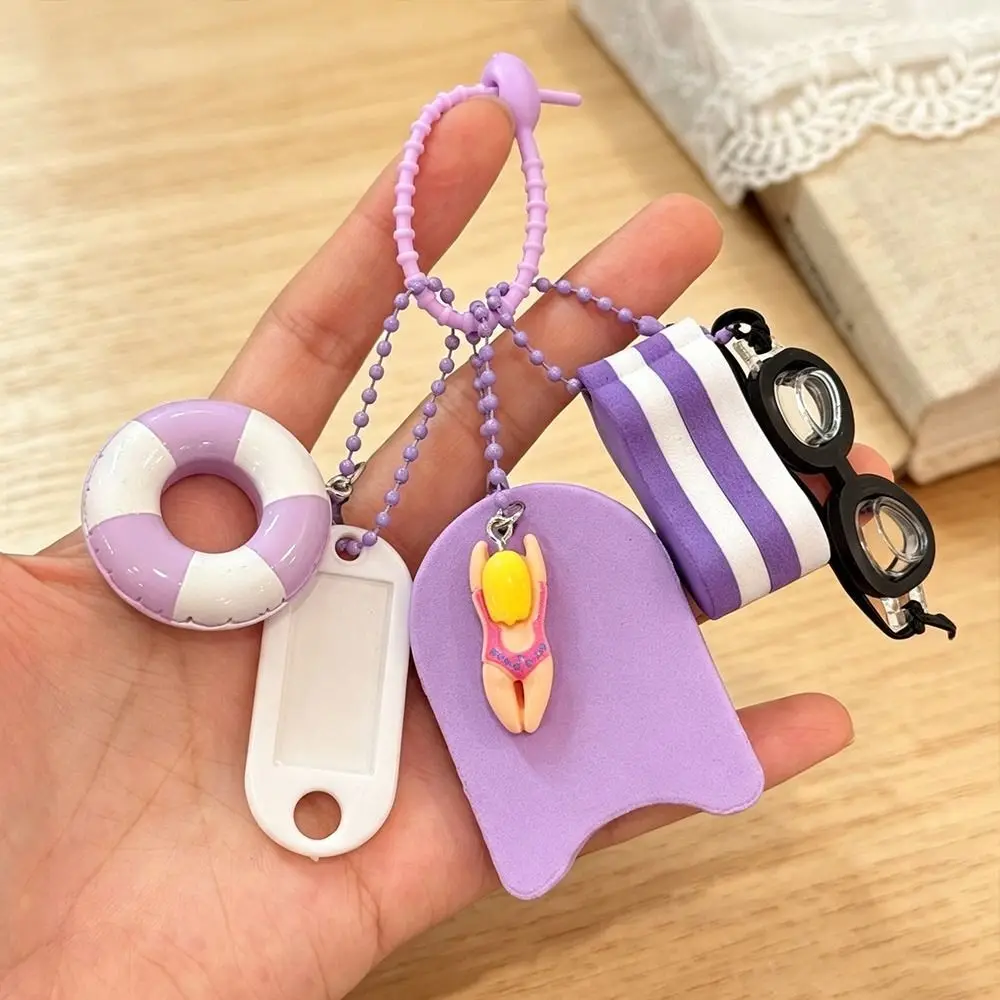 Cartoon Pendant Swimming Theme Keychain Kickboard and Goggles Sporty Style Cartoon Keychain EVA Purple Sports Bag Accessory