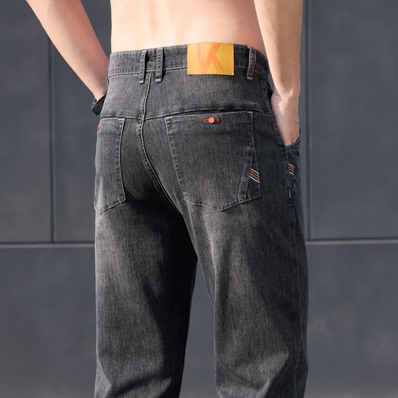 

2025 Summer Thin Men's Jeans New Versatile Loose and Breathable Casual Slim Straight Trousers Blue Gray Black Gray Size 27-38