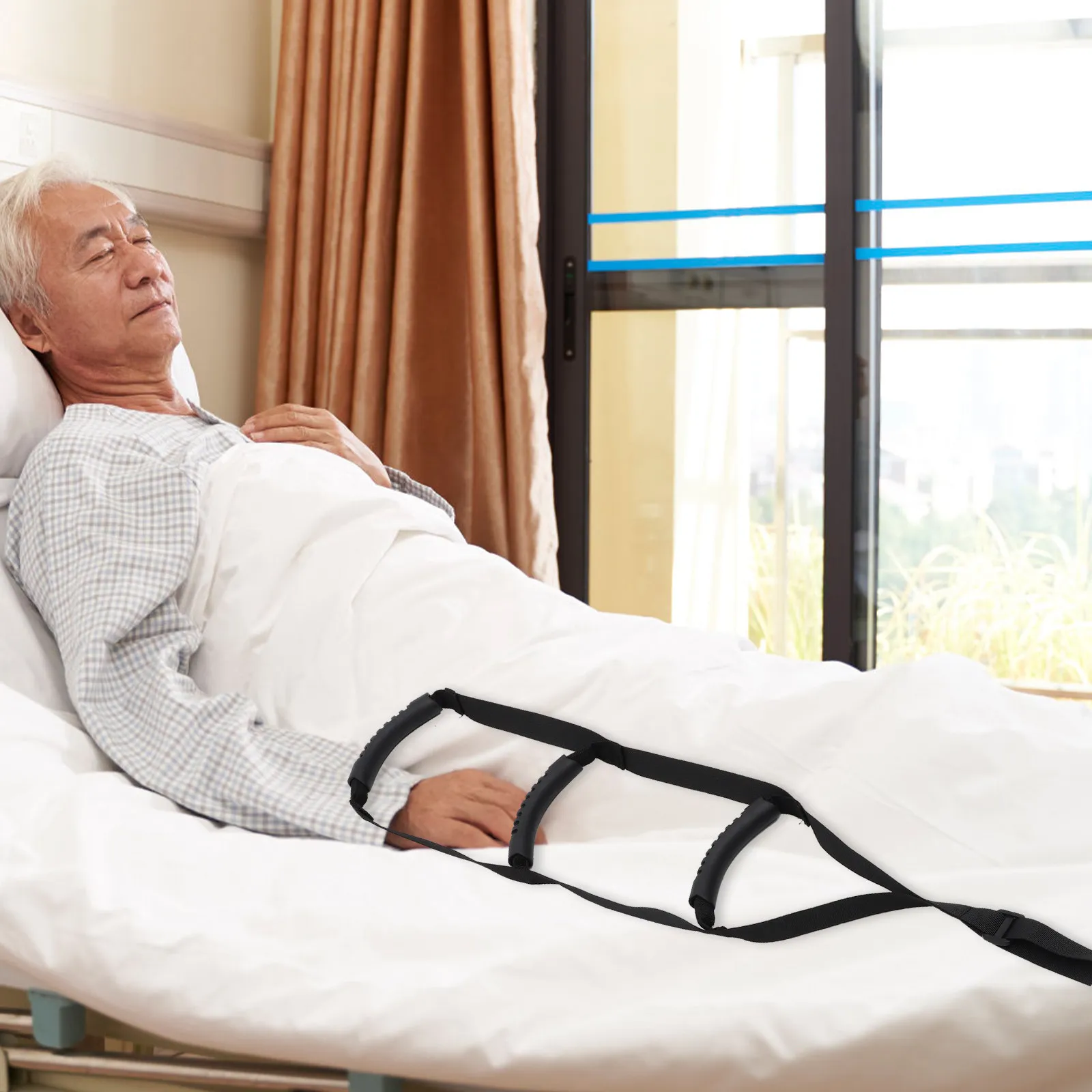 Adjustable Bed Ladder for Seniors Elderly Disabled People Sit Up Assist Strap Aid Belt Pull Up Support for Home