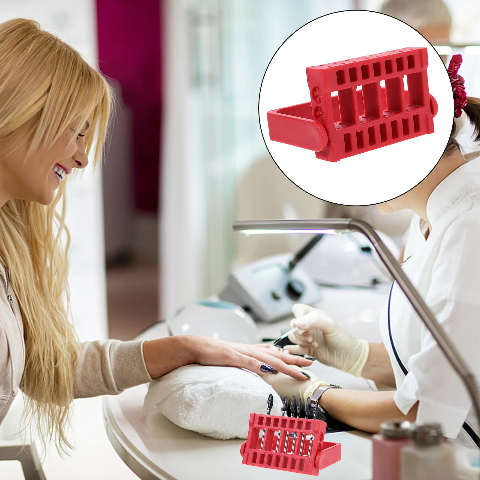 

16 Holes Nail Grinding Tool Box Durable Lightweight Storage Organizer for Professional Home Use Manicure File Holder