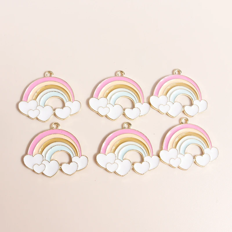 20 Stück niedliche Emaille-Regenbogen-Wolken-Charms-Anhänger für Schmuckherstellung, Halsketten, Ohrringe, Armbänder, Zubehör, DIY-Bastelbedarf – Detail 14