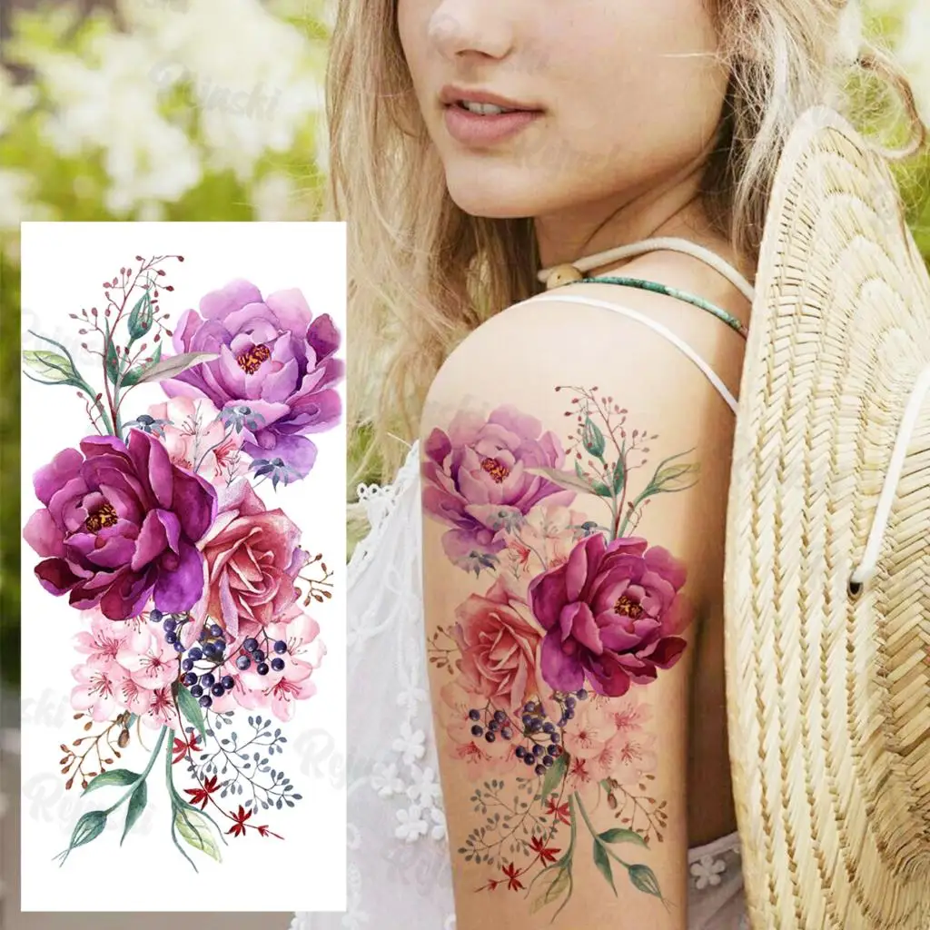 Bunte Kolibri Temporäre Tattoos Für Kinder Mädchen Fuchs Flamingo Tatoo Lavendel Blume Kind Mode Cartoon Gefälschte Tattoo Hand