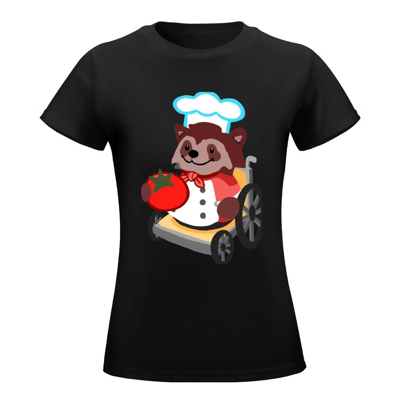 Overcooked wheelchair raccoon chef T-Shirt animal print animal print shirt for girls graphic t-shirts for Women