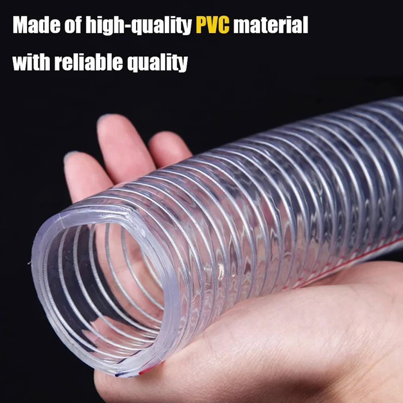 1M-5M PVC Transparent Steel Wire Hose High Pressure Temperature Cold Resistance Thickened Explosionproof Oil Pipe Vacuum Pipe