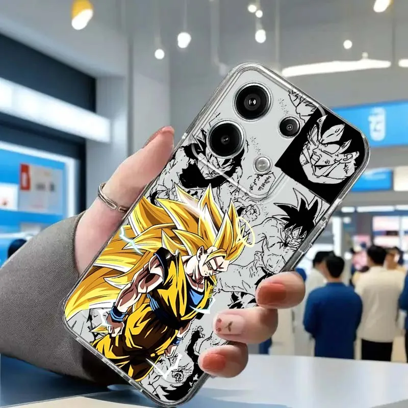 

Dragon Ball Manga Vegeta Goku Case For Xiaomi Redmi Note 15 14 13 12 11E 9 9T 8 8T Pro Plus Turbo 5G Fashion TPU Transparent