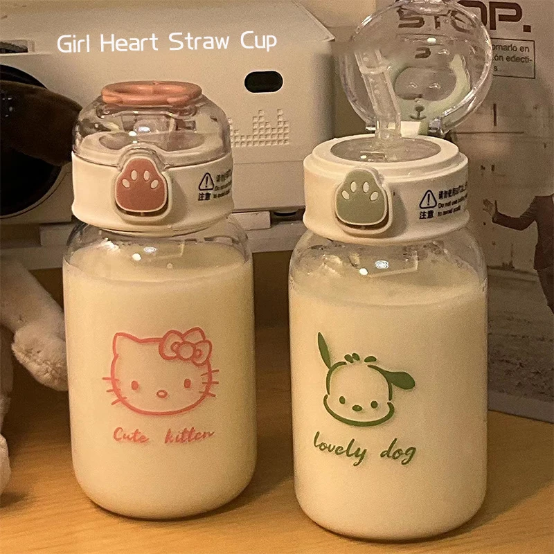 Sanrio HelloKitty Pachacco Water Bottle Sippy Cup Kuromi New Cute Simple INS 600ml High Capacity for Students Exquisite Gifts