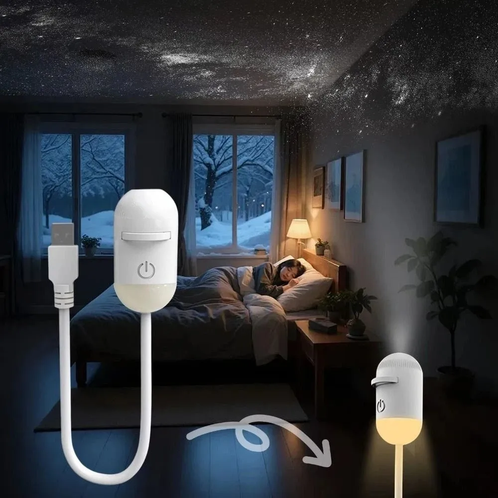 USB Powered Starry Sky Projection Lamp Compact Design Plug And Play USB Projection Lamp Dream Like Soft Projection