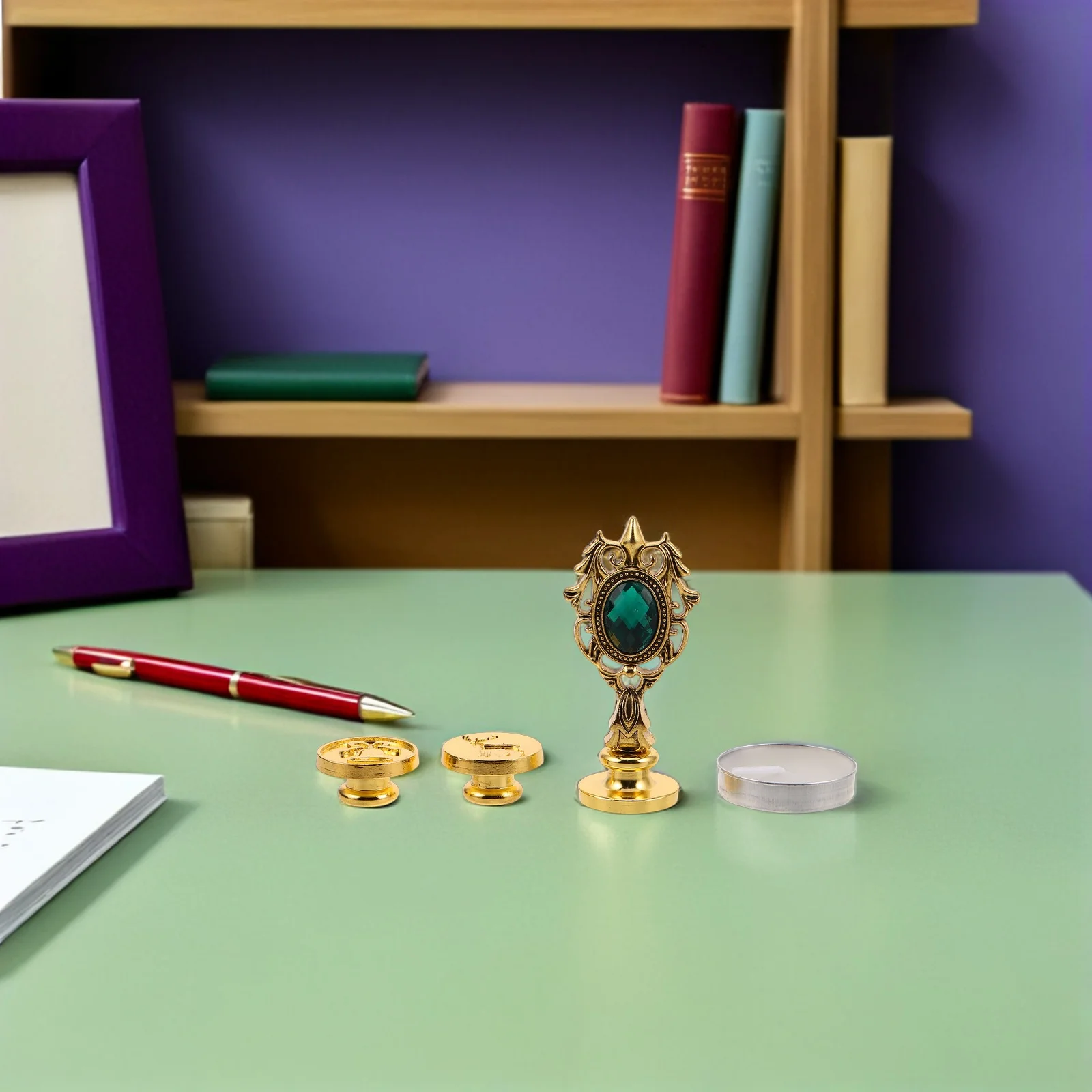 

1Set Wax Seal Stationery Kit with European Gemstone Handle Durable Colorful Wax for Wedding Invitation Envelope Sealing