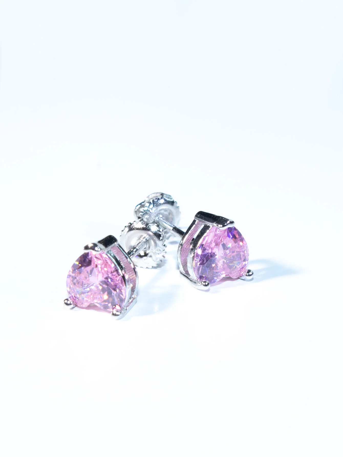 Heart Earring Pink Stud Earring Small and Delicate Earrings S925 Silver Earring Fashion Jewelry