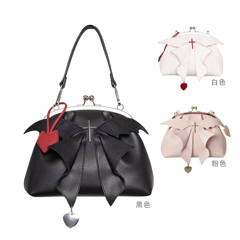 Halloween Creativity Lolita Gothic Style Girls Bag Black Devil Wings Mystery Sweetness Love Dark Fashionable Pu Shoulder Bag