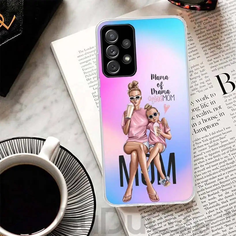 Woman Fashion Girl Super Mom Baby Phone Case For Samsung Galaxy A15 A14 A54 A13 A53 A12 A52S A55 A22 A23 A24 A32 A33 A34 A25 A35