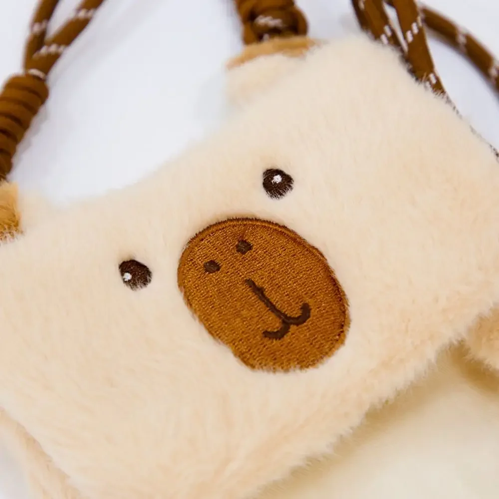 Animal Cartoon Sports Capybara Plush Shoulder Bag Large Capacity Stuffed Capybara Crossbody Bag Cute Cotton Cartoon Handbag