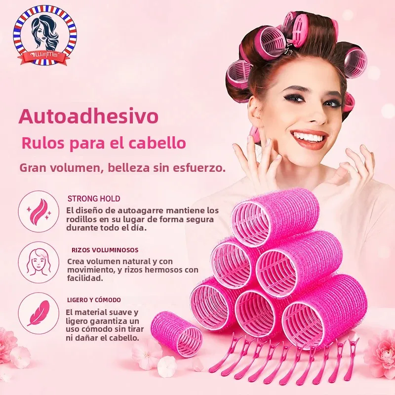 Juego de 24 Rulos Adhesivos para el Cabello, Rizador de Calidad Profesional para Crear Ondas y Rizos Hermosos para Cabello Mediano a Corto