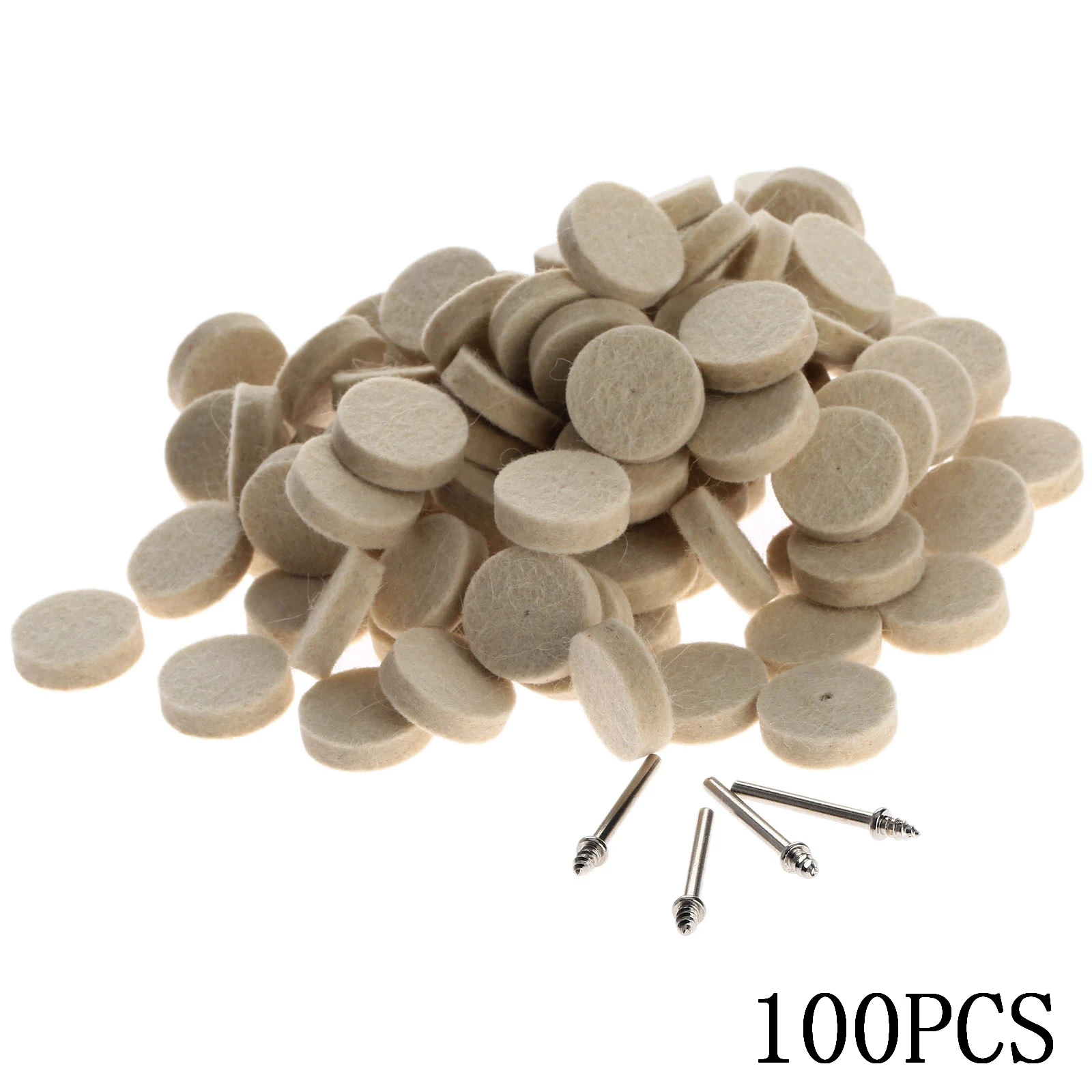 100Pcs 25mm Wool Felt Polishing Buffing Wheel Grinding Polishing Pad+4Pc 3.2 mm Shanks for Dremel Accessories Rotary Tool