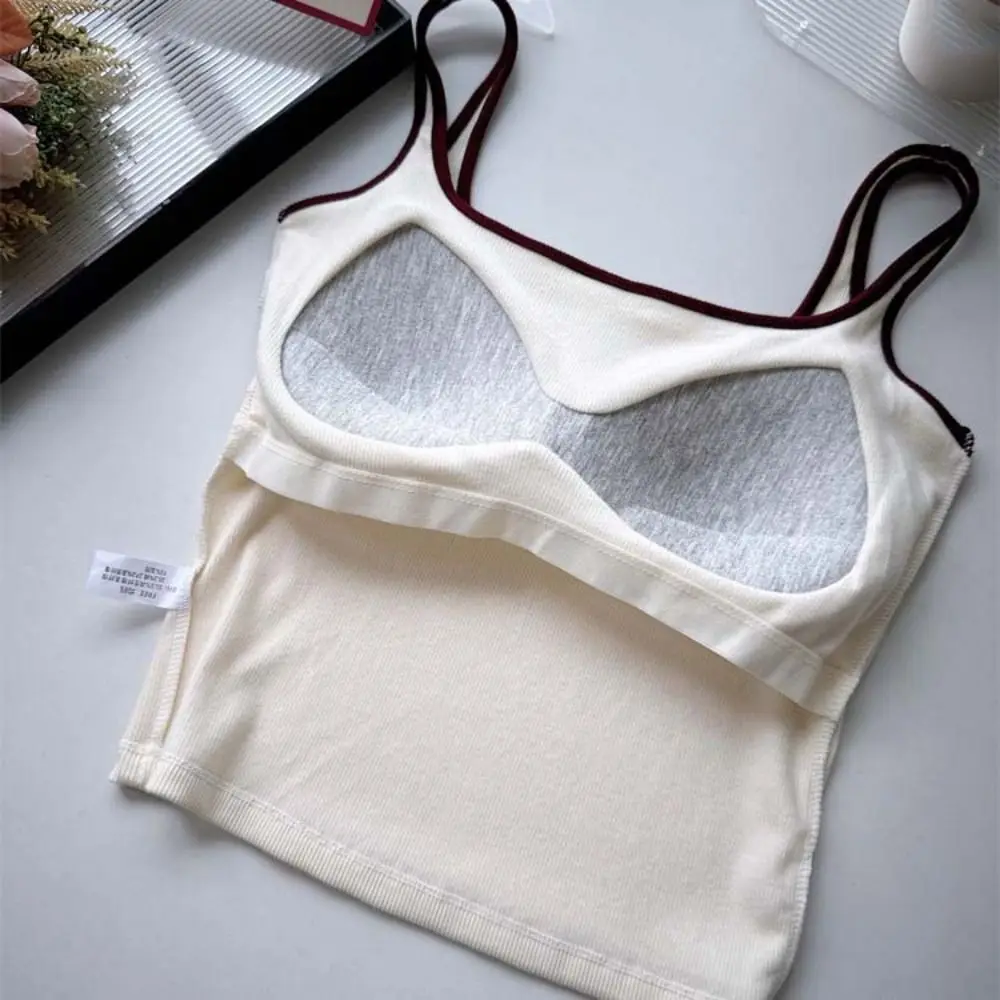 

Spicy Girl Style Y2k Slim Crop Top Sleeveless Patchwork Women's Pinstripe Vest Streetwear Square Neck Camisole with Pads Girls