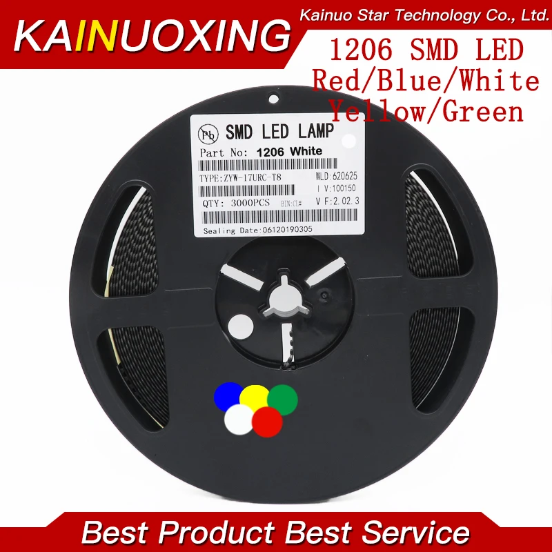 1 carrete 3000 Uds 1206 SMD diodos LED amarillo claro rojo verde azul blanco gran oferta