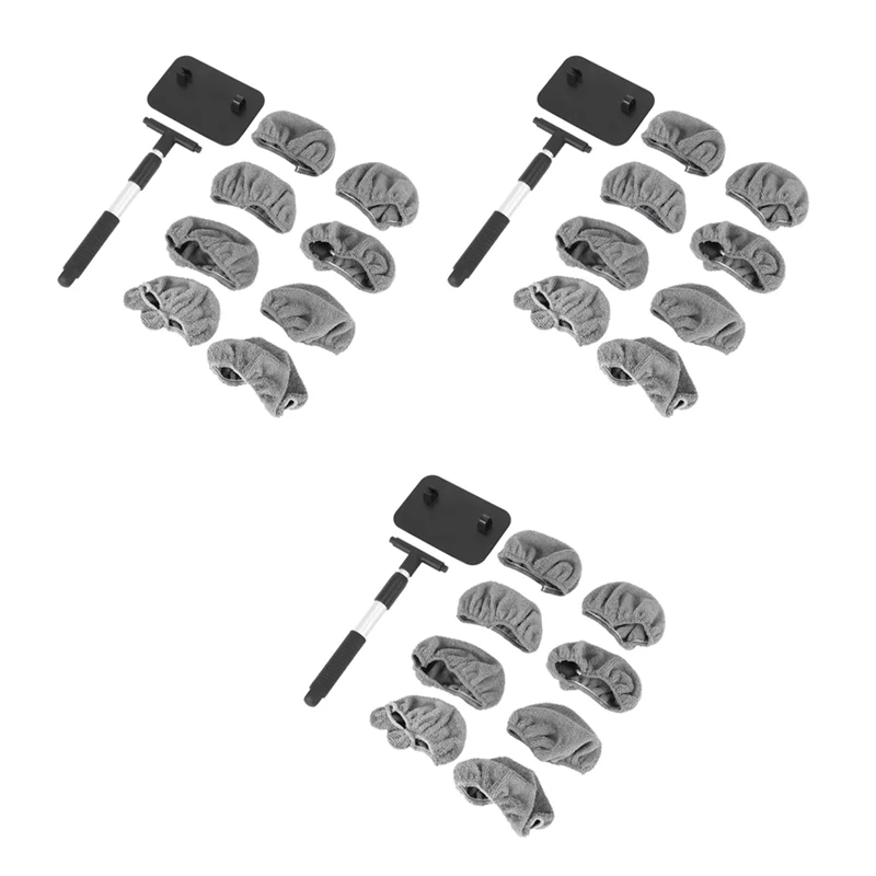 

ABAE-3X Car Window Cleaner Brush,Windshield Glass Cleaning Tool Extendable Aluminum Handle With 24Pcs Microfiber Covers