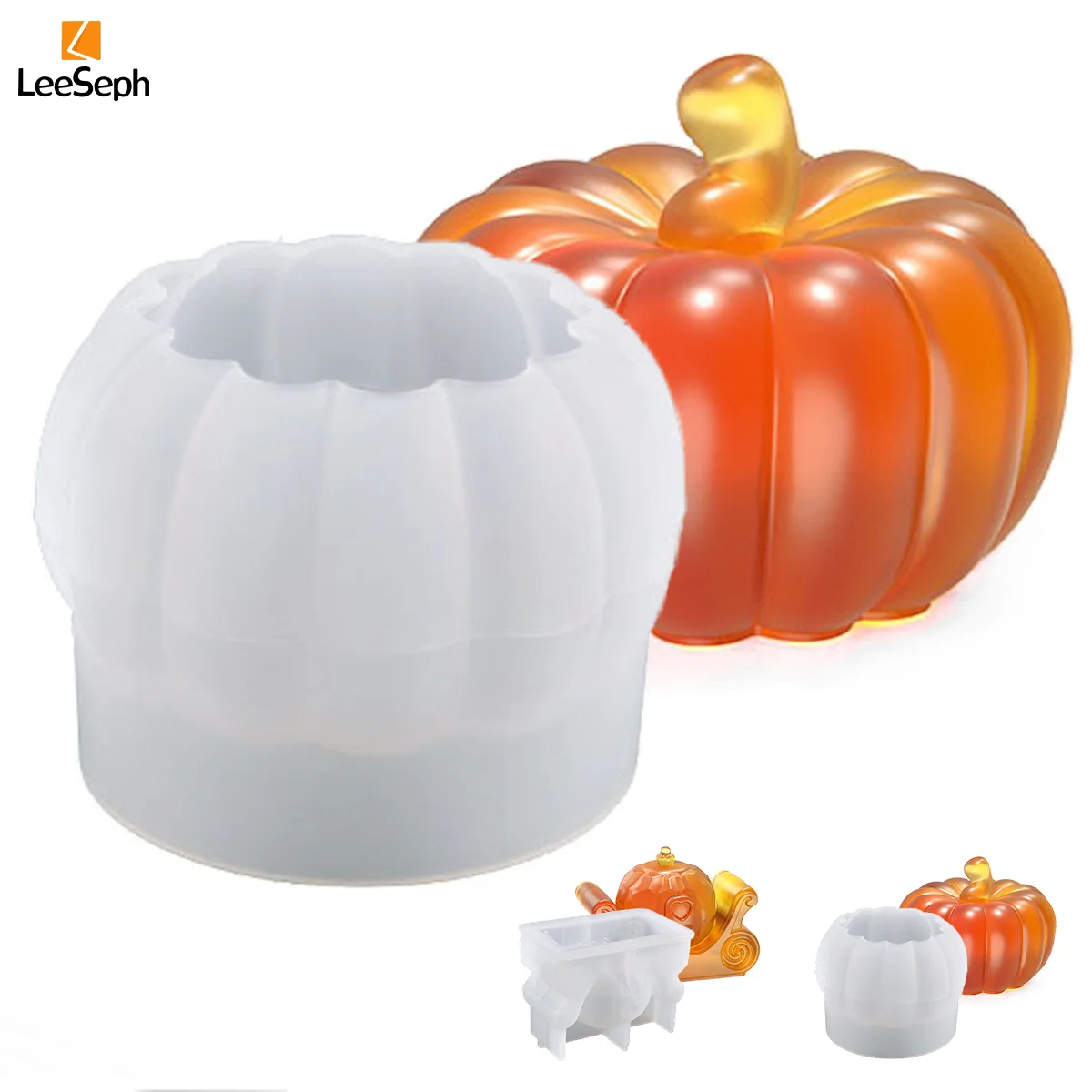 Leeseph Pumpkin Silicone Mold, DIY Pumpkin Reusable Silicone Resin Casting Mold, for Handmade Aromatherapy Candle Wax Soap