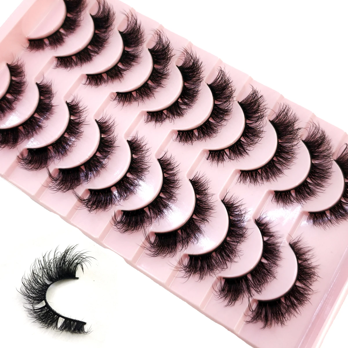 10 Paar Mix-Wimpern aus Nerz, flauschig, dramatisch, falsche Wimpern, natürlich, lang, künstlicher Nerz, dünne, künstliche Wimpern, sieht aus wie Verlängerung XH01 – Detail 7