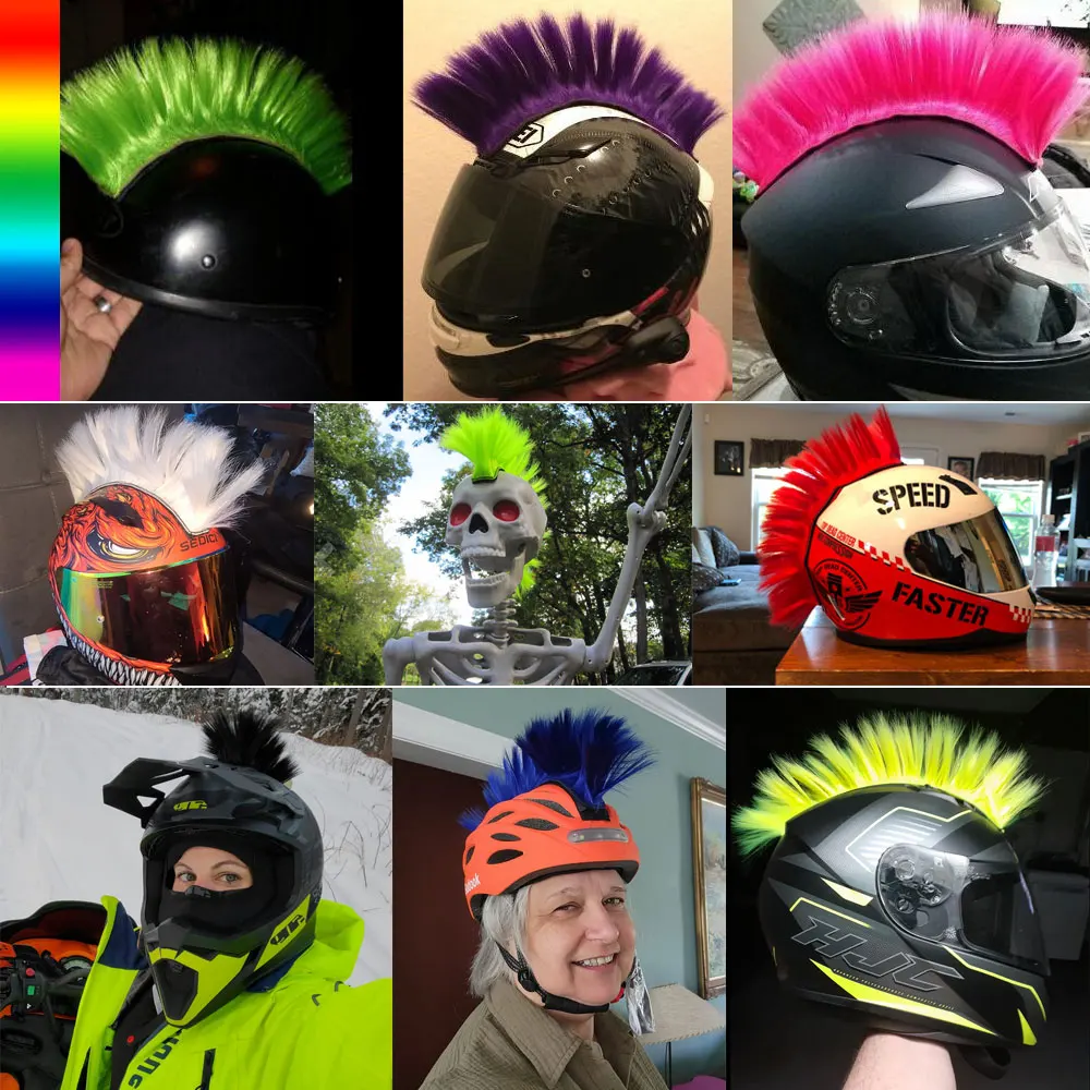 Casque Mohawk synthétique ultraviolet décoratif, perruque arina pour moto, vélo, accessoires de casque de ski