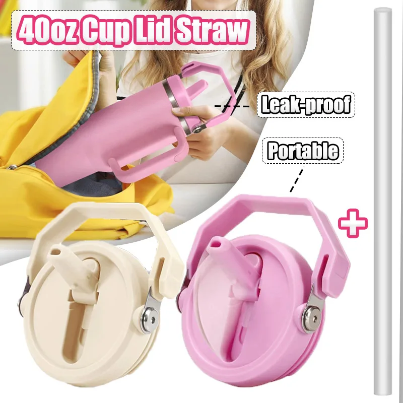 

For Stanley 40oz Leak-proof Cup Lid Straw Detachable Washable Portable Car Handle Bottle Cover Set Accessories Drinkware Parts