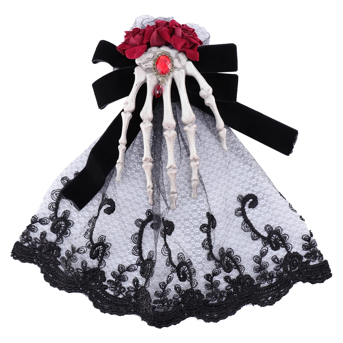 

Skull Brooch Plastic Bow Hair Clip Decor Hair Clip Black Masquerade Party Wedding Decor Gothic Halloween Headdress Bow