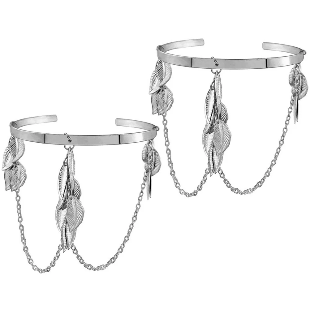 

2 Pcs Metal Chain Arm Jewelry for Women Bracelet Bangle Bangles Armband Decoration