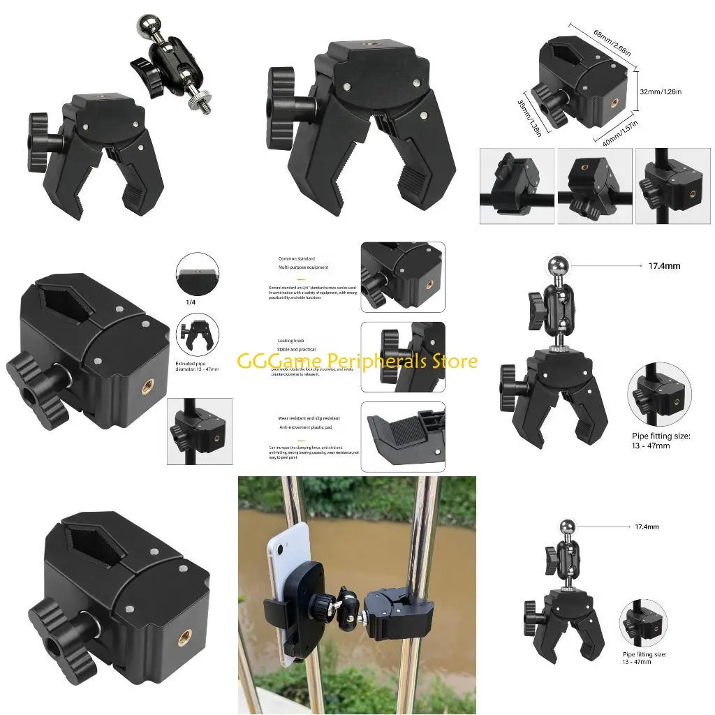 U55B Global Cycle Handlebars Grip 17mm Sphere Head Link For Tablets Tripods Mounts