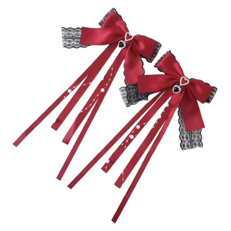 

1Pair Ribbon Bows Hair Clips Essential French Barrettes Hairpieces Women's Hair Decorations For Daily Wear 15UB