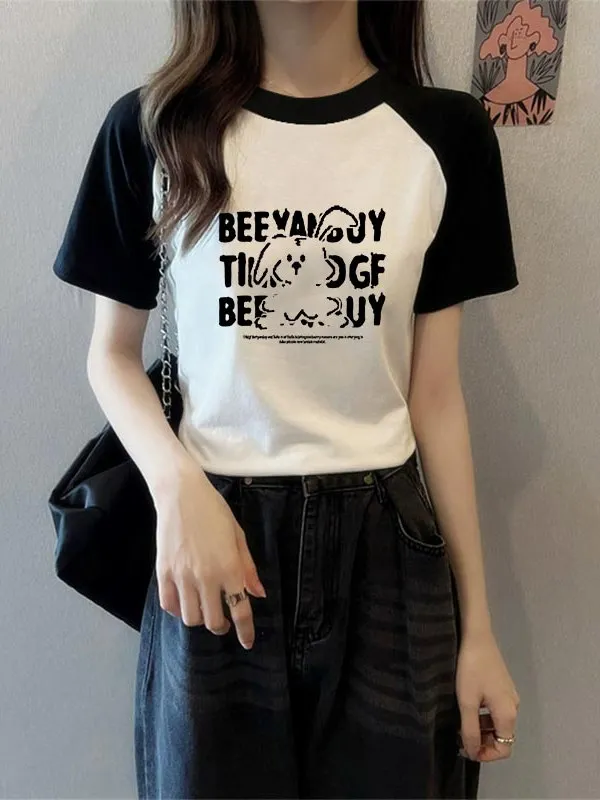 

Футболка из чистого хлопка ort Sve, женская свободная посадка, летний модный дизайн, повседневный топ, дышащий, впитывающий пот, корейский сле