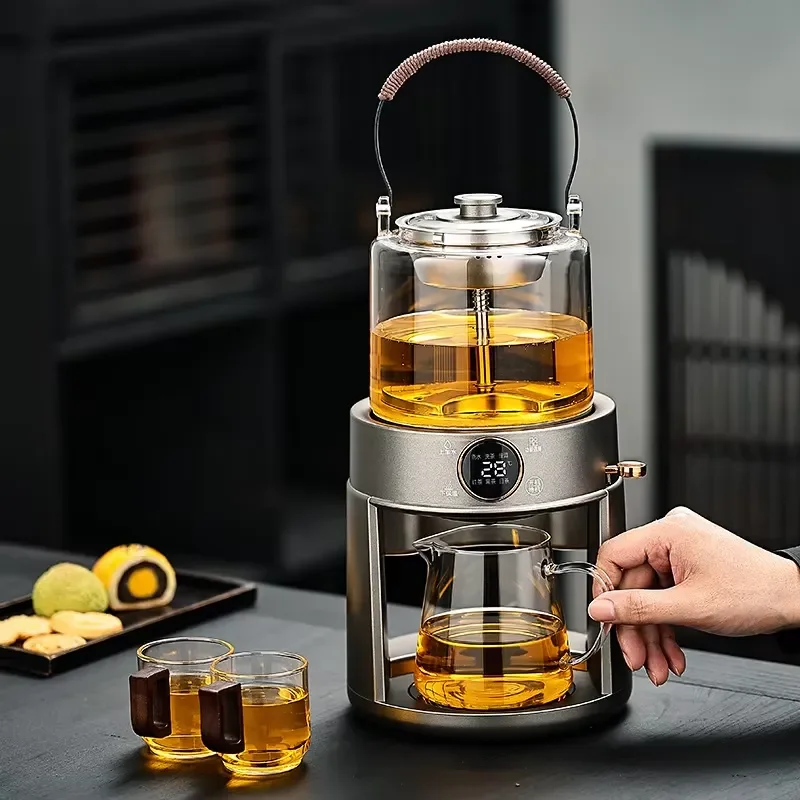 Automatic Steam Spray Glass Tea Maker Black Tea Brewer Household Multi Function Water Addition Device Kitchen Appliance Tool