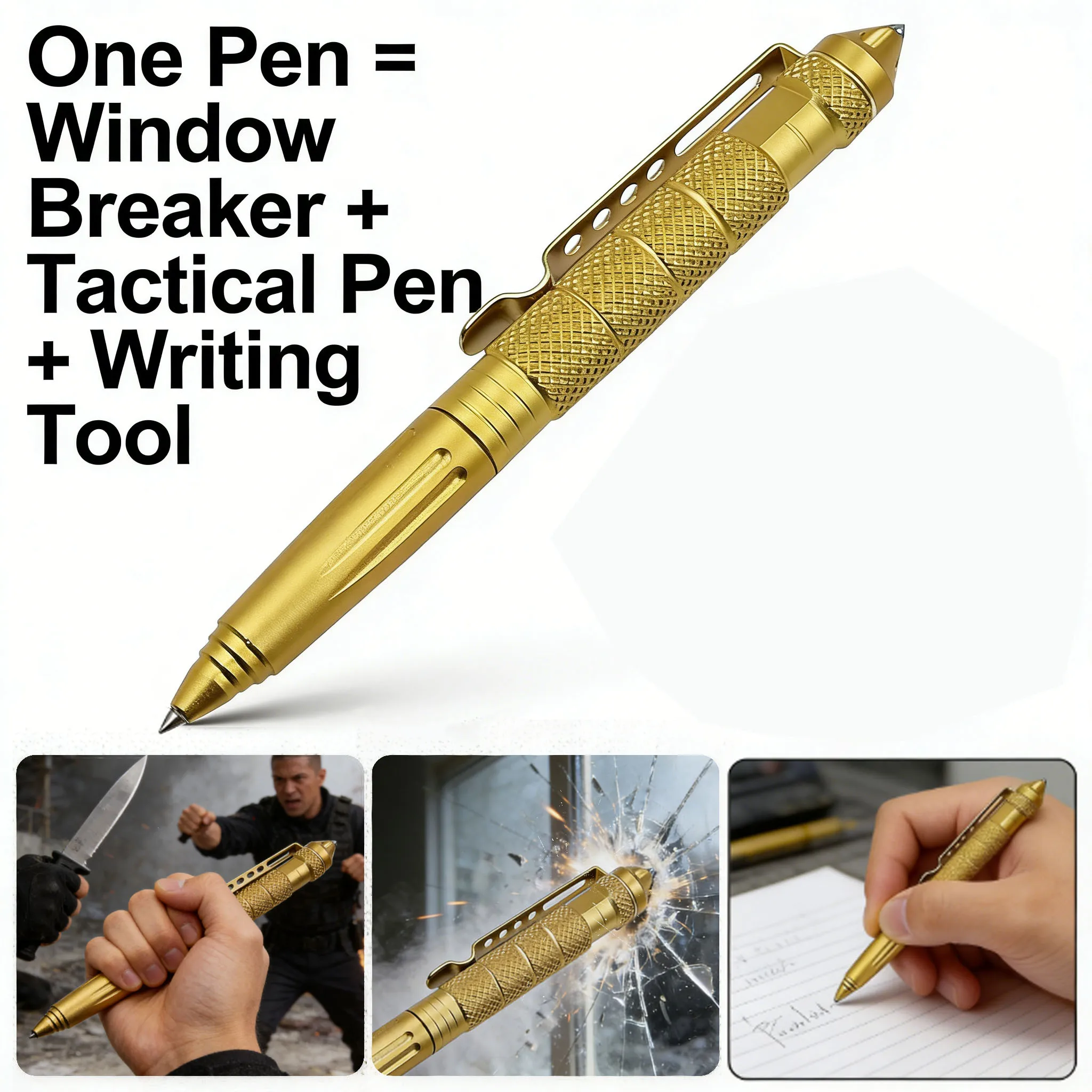 Multifunctional Tactical Pen | Emergency Window Breaker | Self-Defense EDC Tool with Tungsten Steel Tip for Car Escape
