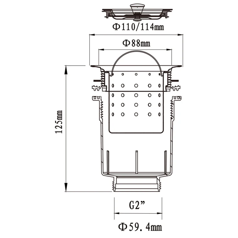 Talea Kitchen Sink Semi-Steel Basket Style Drain Strainer Assembly Kit XK278