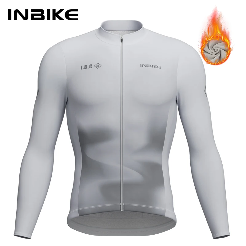 

INBIKE Men's Thermal Cycling Jersey Fleece Long Sleeve Winter Cycling Clothing for Men Warm Road Bike Ride Jersey with Pockets
