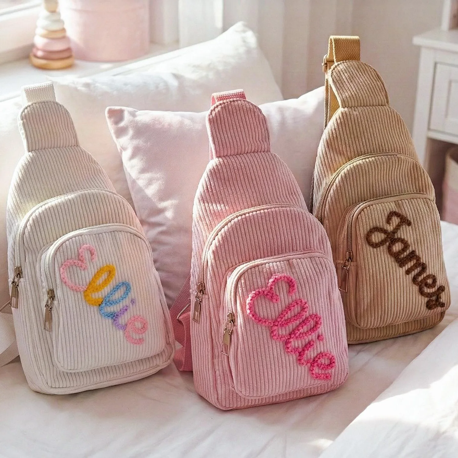 

Custom Name Toddler Purse, Corduroy Sling Bag, New Gift for Boys & Girls, Kids Waist Bag, Kids Sports Bag, Kids Crossbody Bag