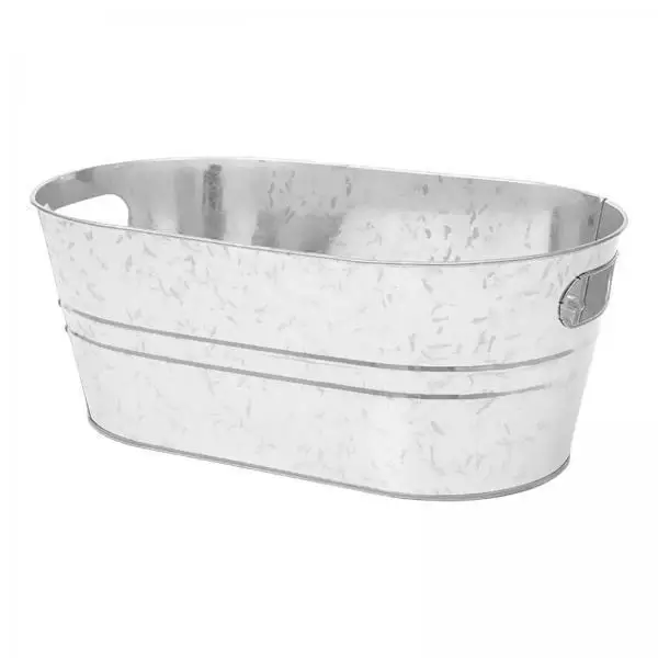 Vintage Galvanized Metal Ice Bucket Oval Beverage Tub Insulated Drinks Cooler for Party and Events