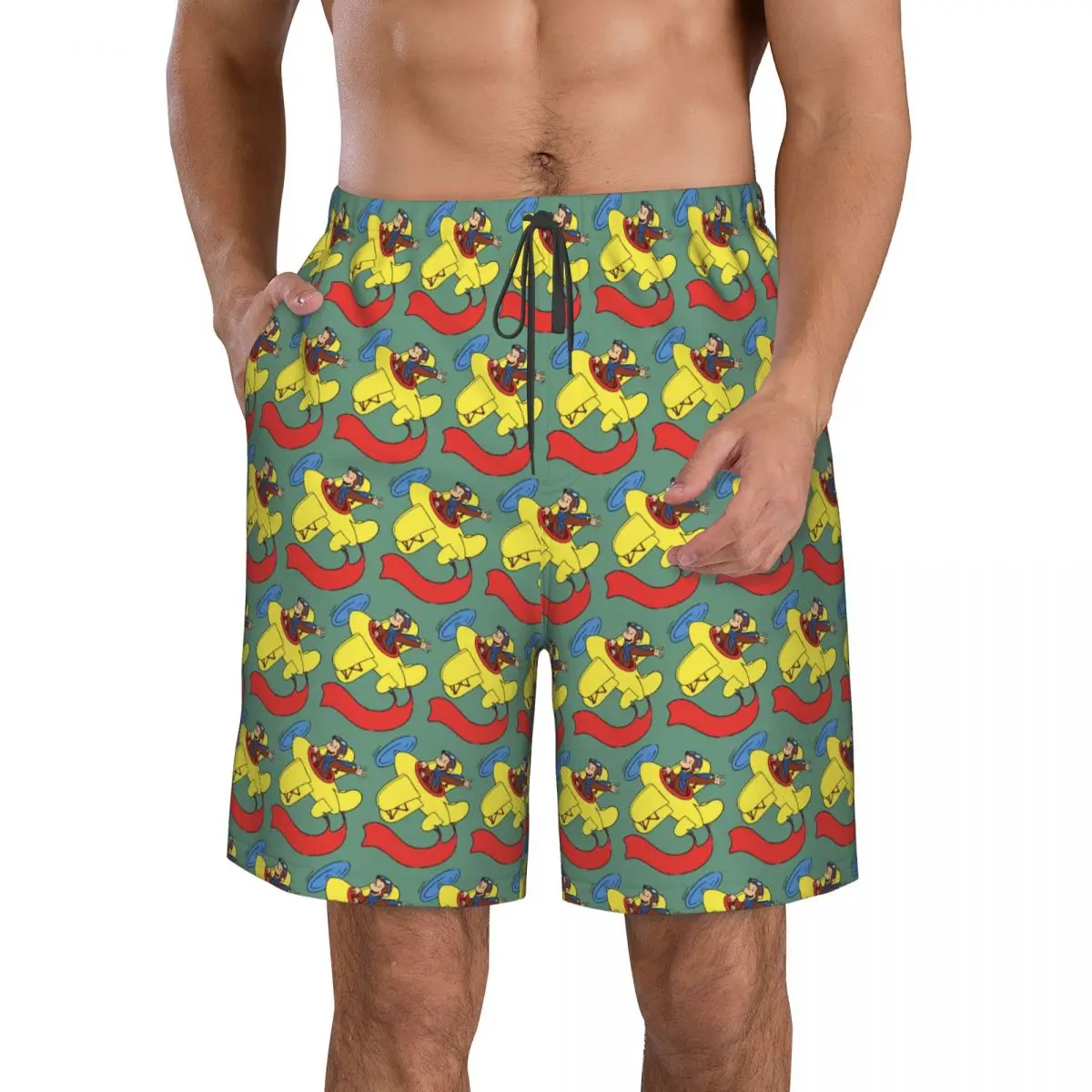 

Curious George In An Airplan Trunks Beach Board Shorts Casual Quick Dry Swim Summer Men Pants