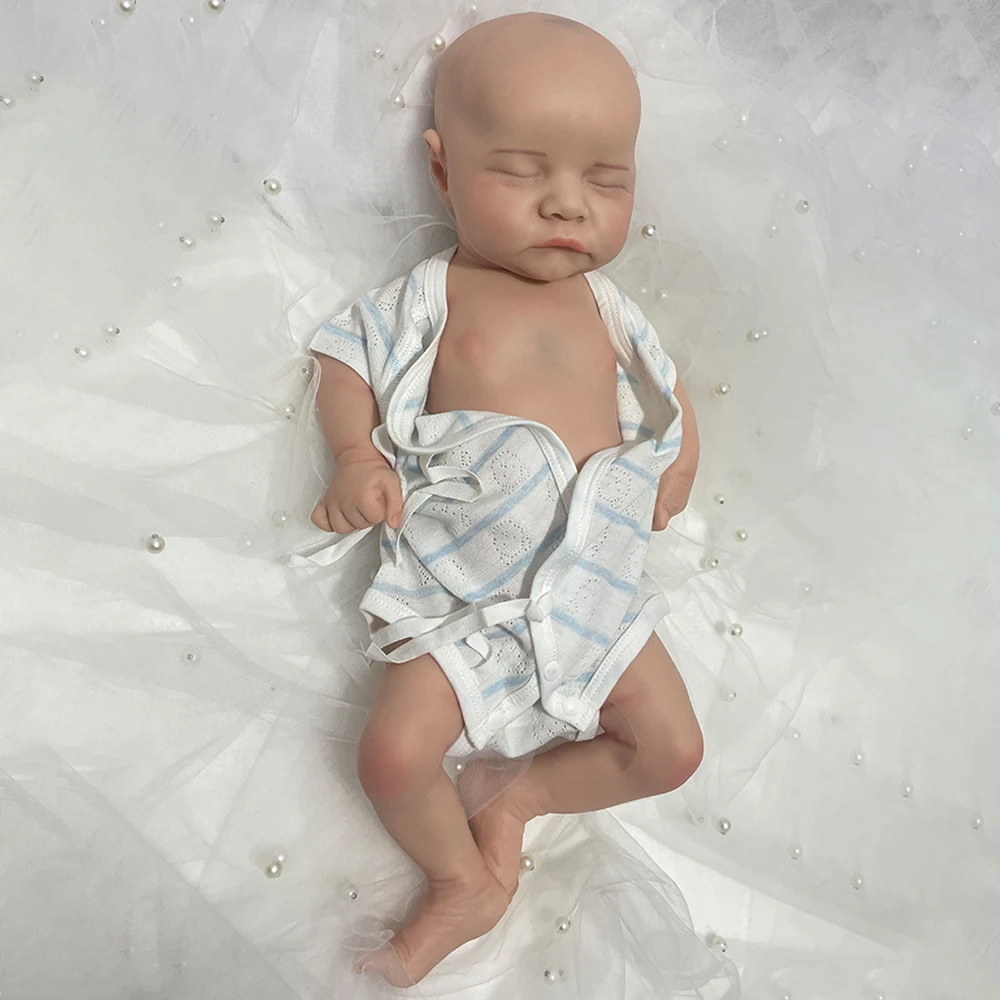 Realistic Lifelike 1:1 Real Touch Washable 17 inch Artificial Boy Baby Doll Toys Soft Painted  Full Solid Silicone Reborn Bebe