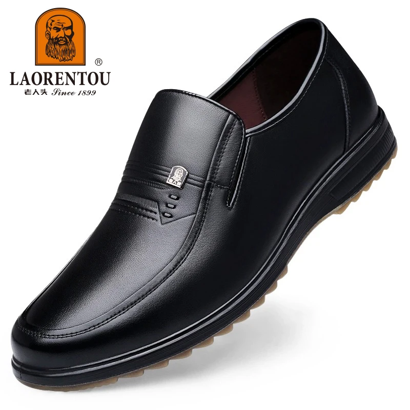 LAORENTOU sepatu kulit asli anti selip, sepatu kulit asli, sepatu tendon sapi nyaman, sol lembut, sepatu kulit kasual anti selip, ukuran 37-47, sepatu ayah, 21067n