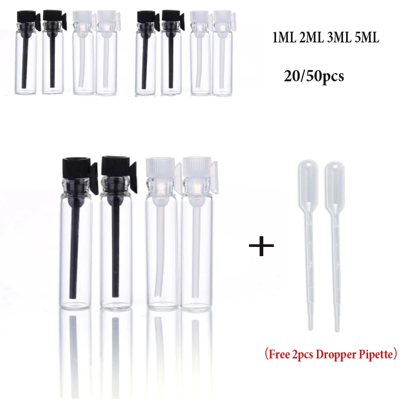 

20/50pcs 1/2/3ml Empty Clear Glass Perfume Small Sample Vials Perfume Bottle Laboratory Liquid Fragrance Test Tube Trial Bottle