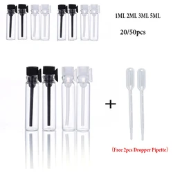 20/50pcs 1/2/3ml Empty Clear Glass Perfume Small Sample Vials Perfume Bottle Laboratory Liquid Fragrance Test Tube Trial Bottle