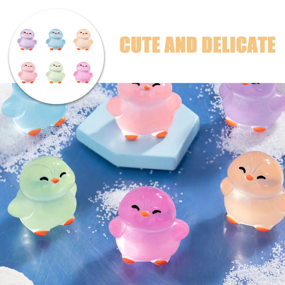 12Pcs Luminous Penguin Resin Statues in The Dark Figures for Micro Landscape Fairy Garden Miniature Ornament