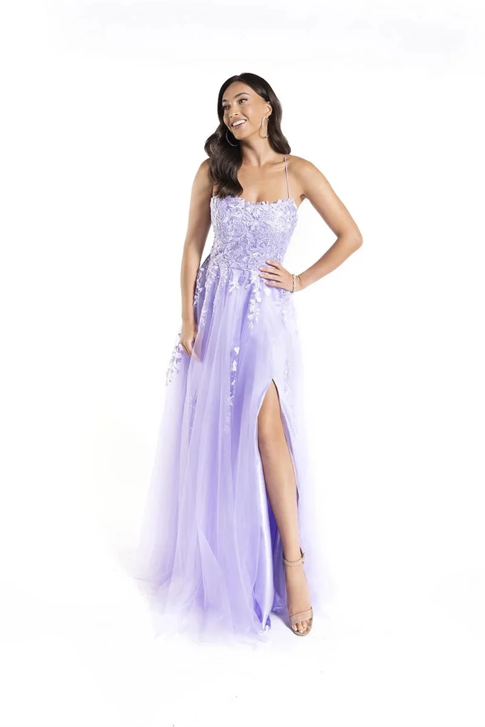 Abito da ballo viola lavanda Jessica abiti da sera Sexy senza schienale Vestidos De Fiesta Appliqué ricamato Princess PartyDress