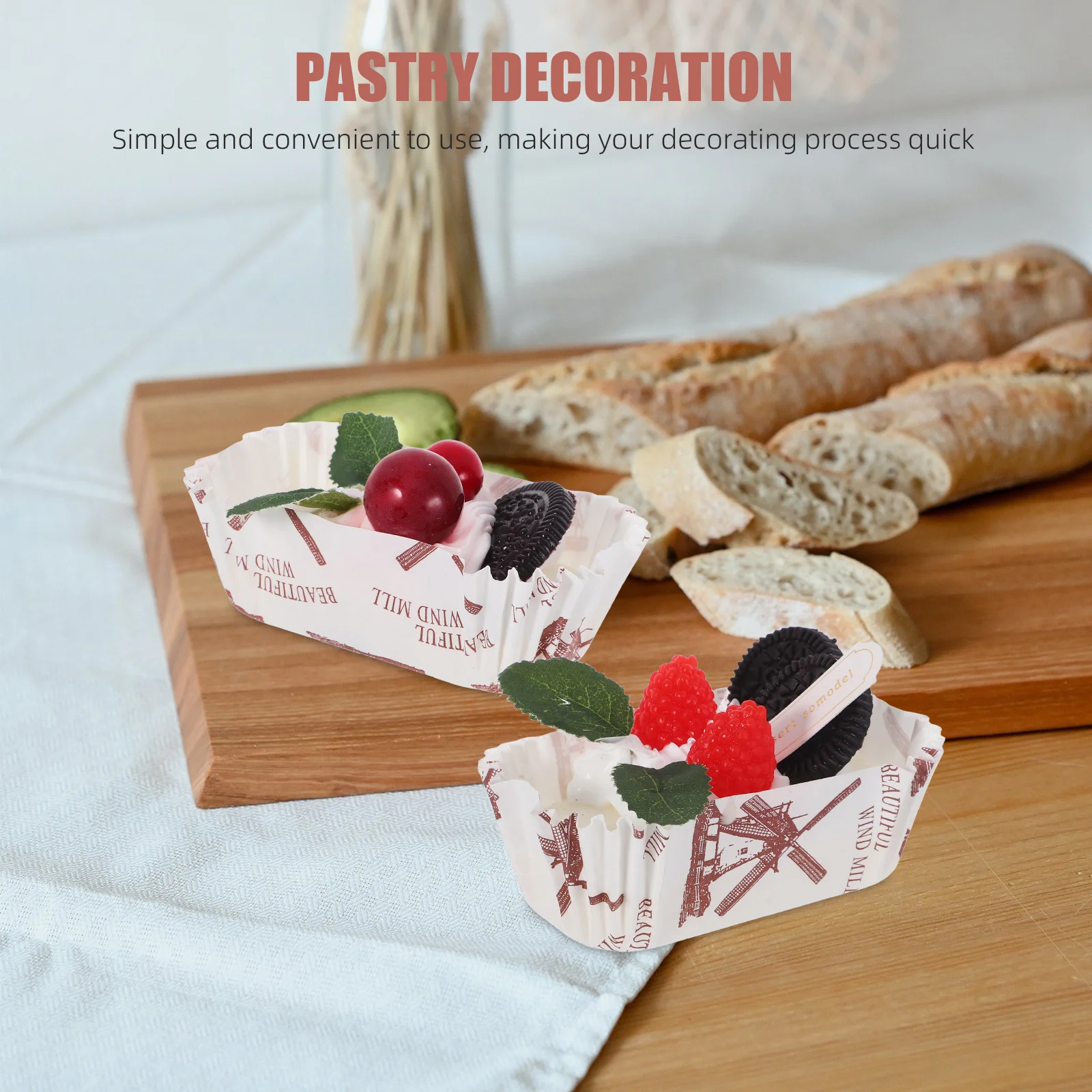 6pcs Paper Cupcake Decor Realistic Faux Desserts Mini Baking Decorations For Tea Party Wedding Fridge Accessories Kitchen