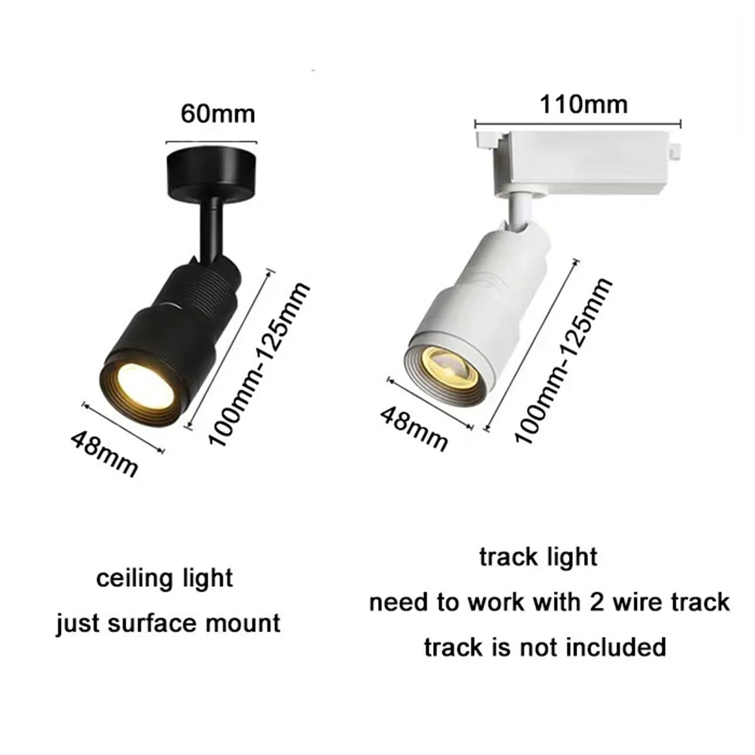 5/7/10/12W 8 tot 60 graden stralingshoek aangepast zoombaar LED-spoorlicht, zwarte smalle straal plafond zoomen spot fotoverlichting