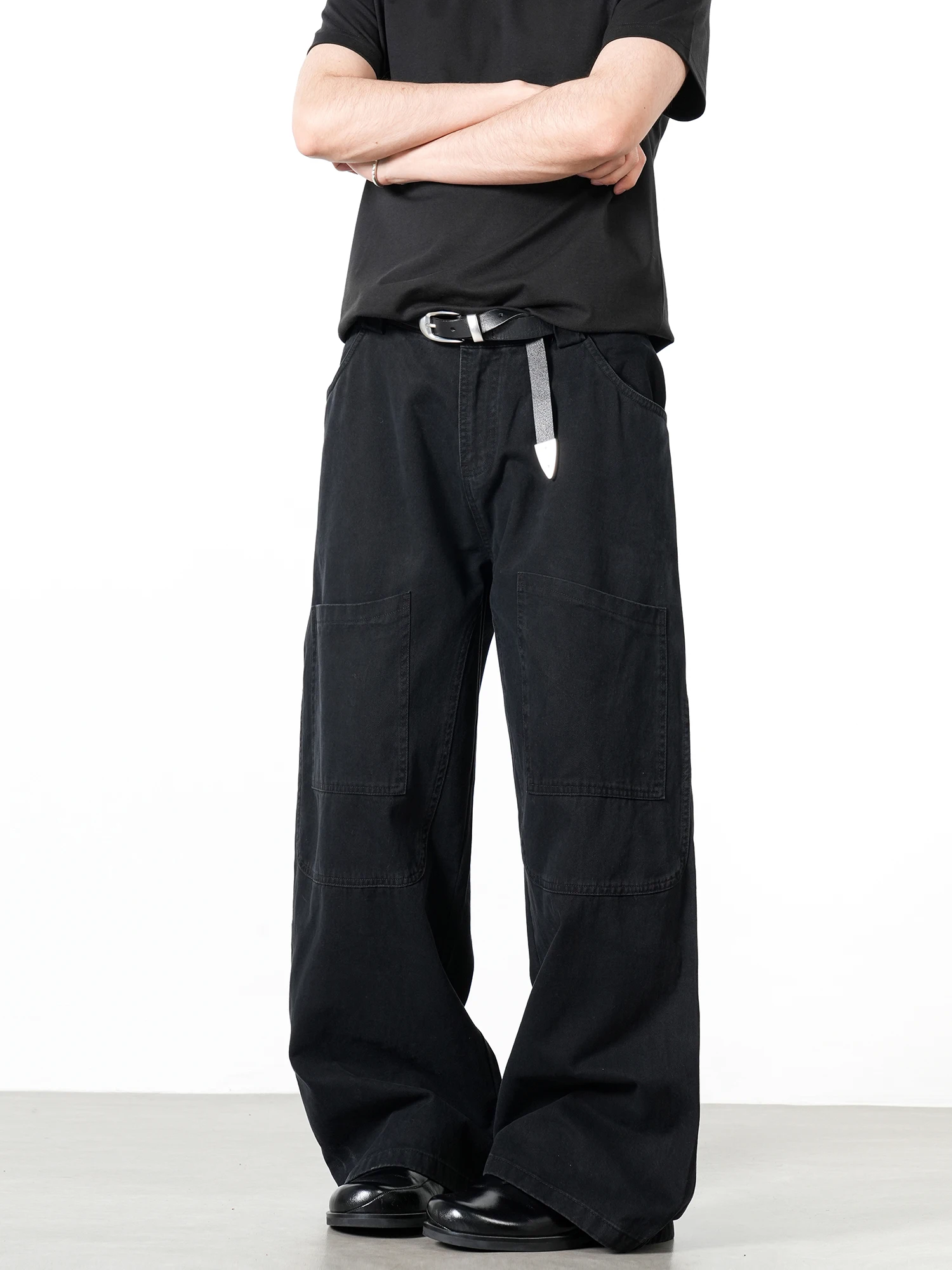 

Bla Casual Straight Leg Men's Work Trousers Multi-ket Vintage American Design Loose Fit Rain EDM Youthful All-Match Pants