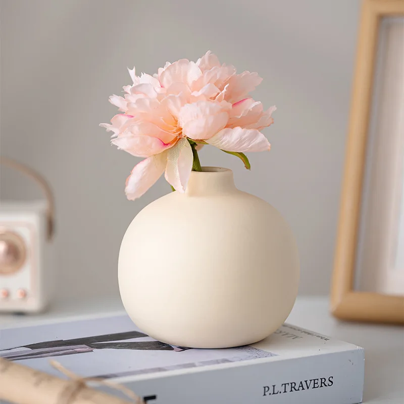 Pastel Matte Ceramic Vase Set of 4, Modern Neutral Color Flower Vases, Tabletop Home Decor for Dried & Fresh Flowers